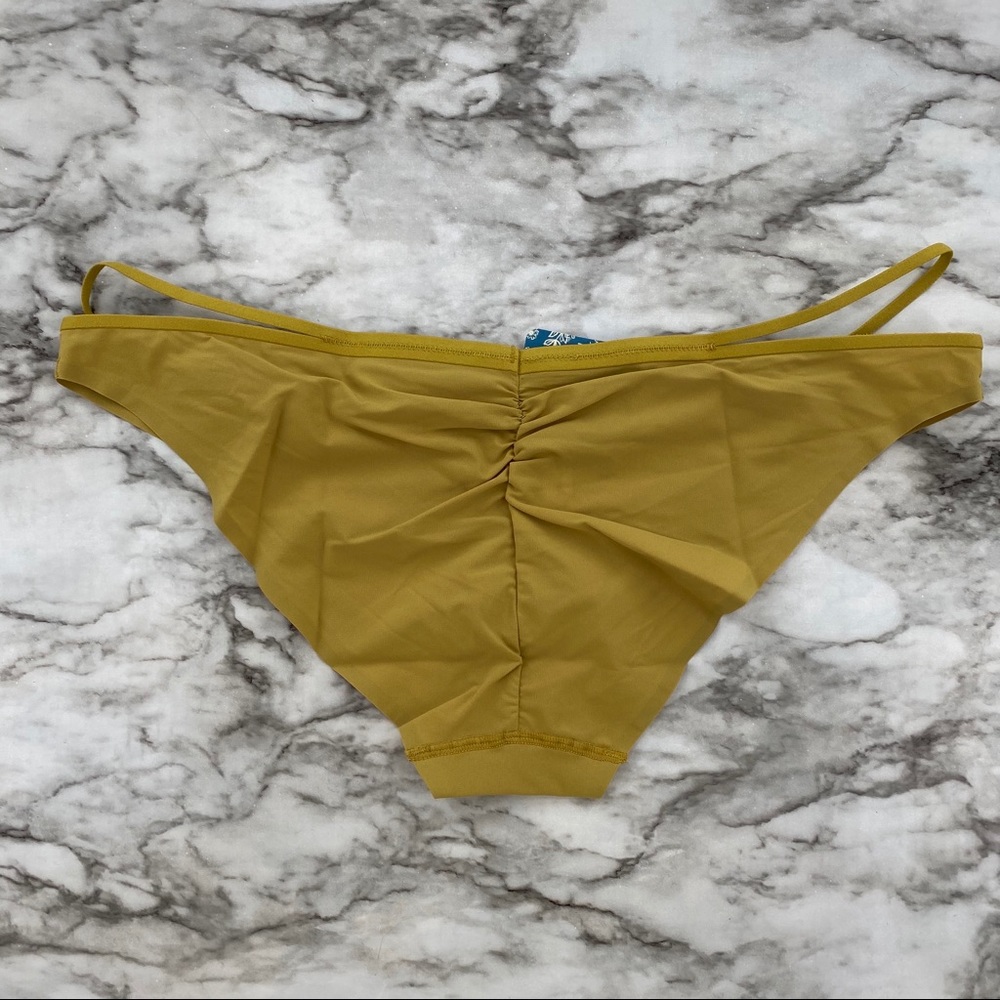 Free People NWT Zoey Bikini Yellow Marsh Honey Slit Cutout Panties Medium New - Picture 3 of 7